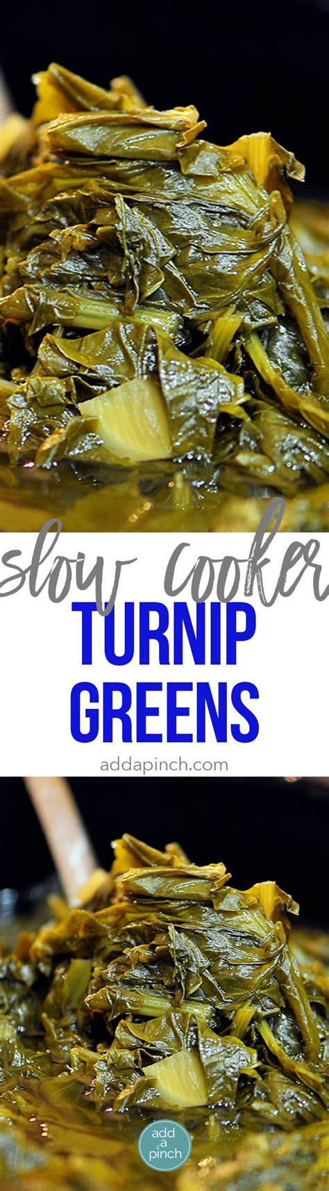 Slow Cooker Turnip Greens makes easy work of a favorite Southern dish. Perfect for busy ...