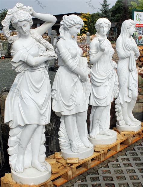 Famous white marble garden statues four season goddess set for sale TMC-46 - Trevi Marble Sculpture