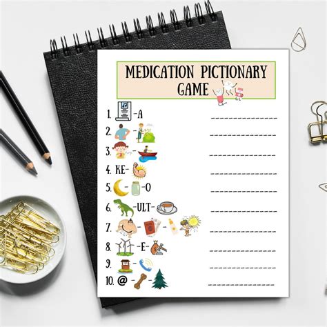 Medication Pictionary Game With Answer Keypharmacy/hospital/school Games Fun Games, Pharmacy ...