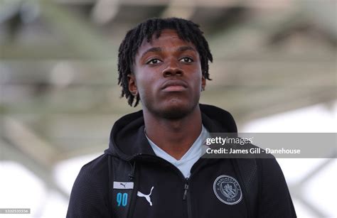 Romeo Lavia of Manchester City looks on prior to a pre-season match ...