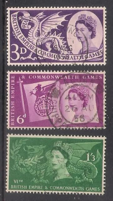 GB 1958 SG567-569 6th British Empire & Commonwealth Games Cardiff Set Fine Used £2.49 - PicClick UK