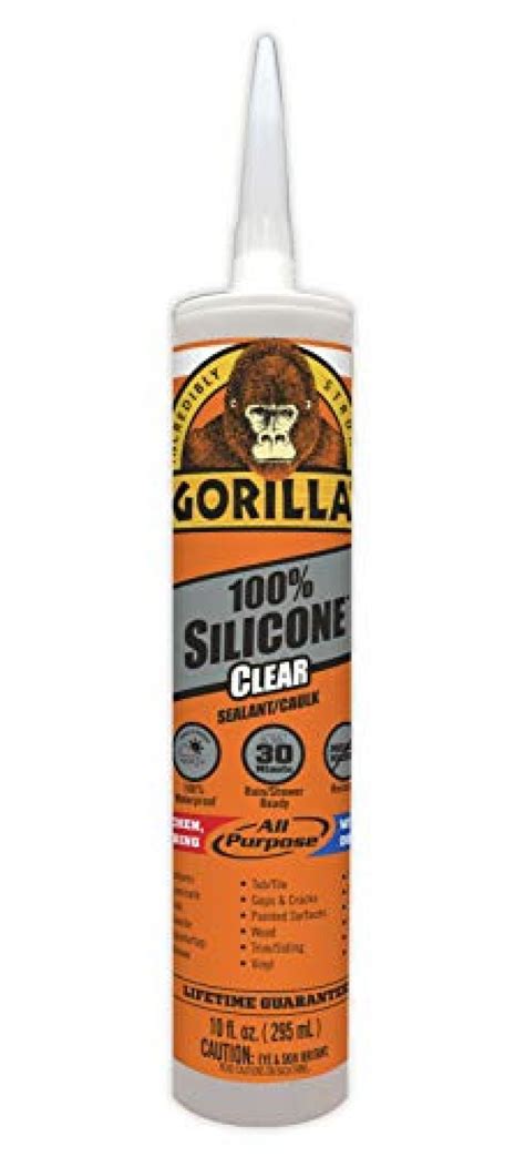 Gorilla Clear 100 Percent Silicone Sealant Caulk, Waterproof and Mold & Mildew Resistant ...