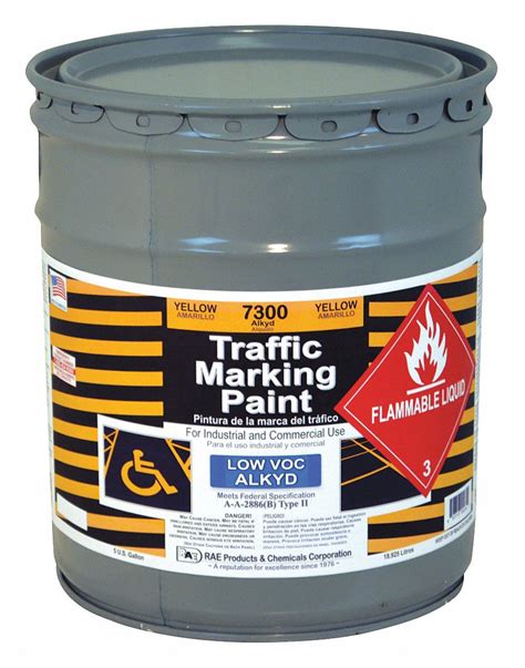 RAE Alkyd Solvent-Base Traffic Zone Marking Paint, Yellow, 18.9 L ...