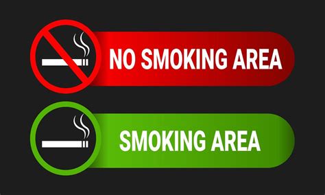 smoking and no smoking area sign icon with printable green and red ...