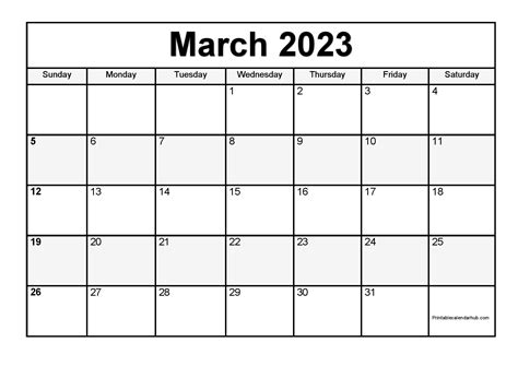 Free Blank Calendar Template March 2023 - Printable Templates Free