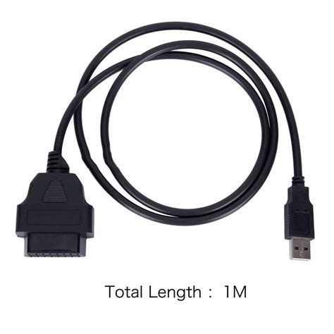 1M Car 16Pin OBD2 To USB Port Charger Adapter Cable Connector ...