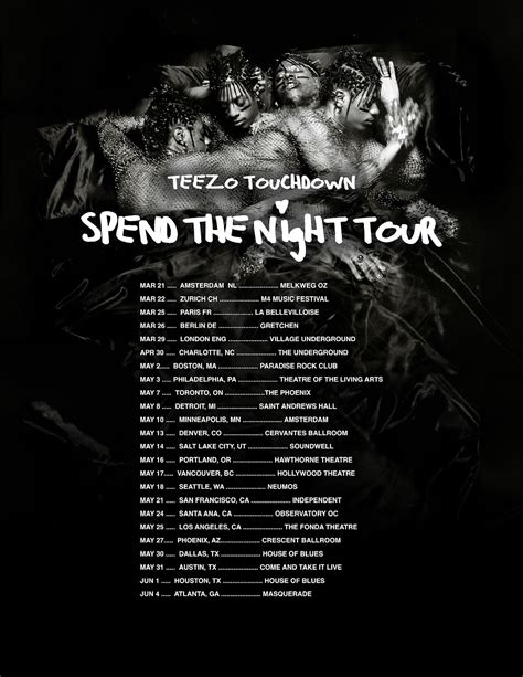 TEEZO TOUCHDOWN ANNOUNCES HEADLINE WORLD TOUR SPEND THE NIGHT - RCA Records