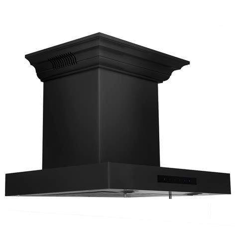 ZLINE 24 in. Wall Mount Range Hood in Black Stainless Steel with Crown ...