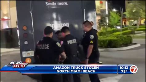 Man detained in connection to stolen Amazon truck in North Miami - WSVN ...