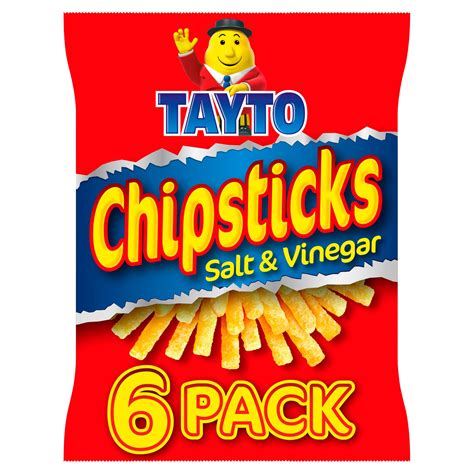 Tayto Chipsticks Salt & Vinegar Flavour 6 x 28g | Multipack Crisps | Iceland Foods