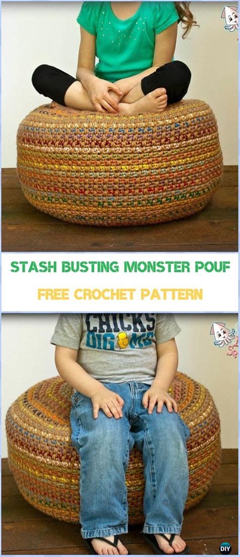 Crochet Poufs & Ottoman Free Patterns & DIY Tutorials