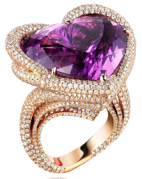 Chopard's Temptations Ring with a 48ct heart-shaped purple tourmaline and diamonds | High ...