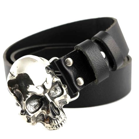 Leather Belt With Solid Buckle SKULL Human Skull Belt Buckle - Etsy Canada