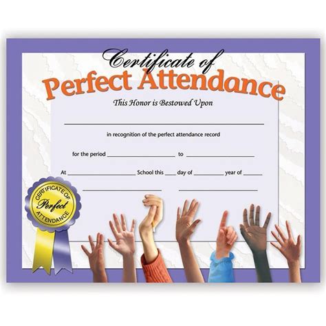 Certificates Perfect Attendance 30 | Perfect attendance, Attendance ...