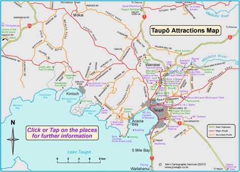 Taupo Attractions and Sights map