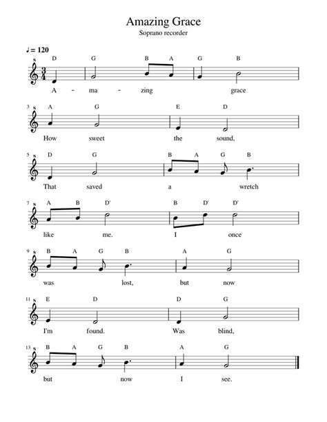 Amazing Grace Sheet music for Recorder (Solo) | Musescore.com