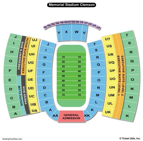 Clemson Memorial Stadium Interactive Seating Chart - Stadium Seating Chart