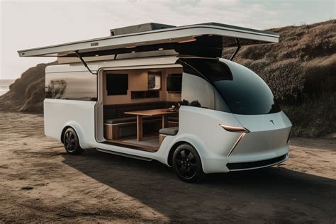 Tesla camper van, inspired on the tesla cybertruck —at 3:2 —s 300 —v5