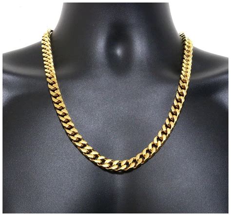 Buy 24K Gold Plated Gold Chain for Men and Boys Italian Curb Design Gold Chain for Men Fashion ...