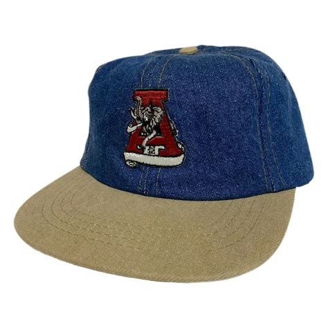 Vintage Alabama Crimson Tide Bama College Football Denim Strapback Hat ...