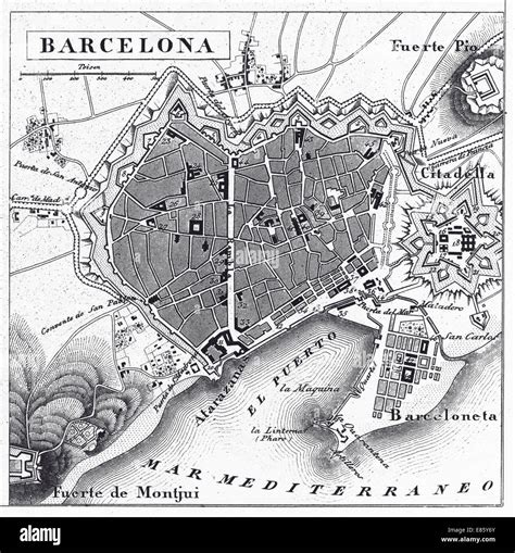 Barcelona city map hi-res stock photography and images - Alamy