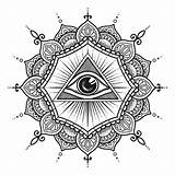 Third Eye Mandala Coloring Book Design sketch template