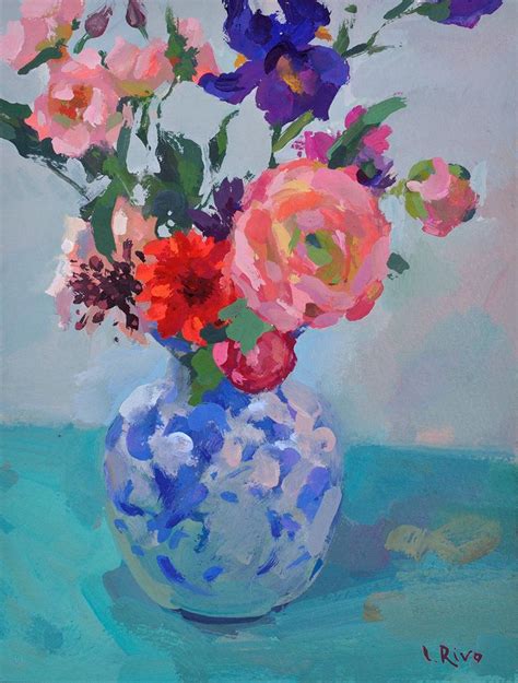 Vase Of Flowers Gouache Painting/gouache Flowers - Painting Art ...