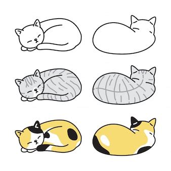 Premium Vector | Cat character kitten calico sleeping cartoon illustration