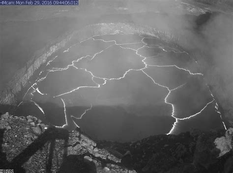 Lava Lake Again Visible From Overlook At Kilauea Volcano