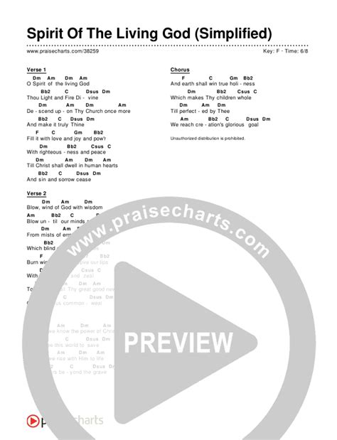 Spirit Of The Living God (Simplified) Chords PDF (Audrey Assad) - PraiseCharts