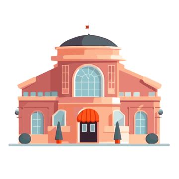 Gymnasium Clipart An Old And Pink Building In A Flat Style Cartoon ...