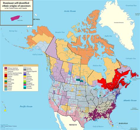 Ethnic ancestry map of the US & Canada - Vivid Maps