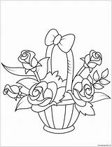 Basket With Roses Coloring Page  Free Printable Pages sketch template
