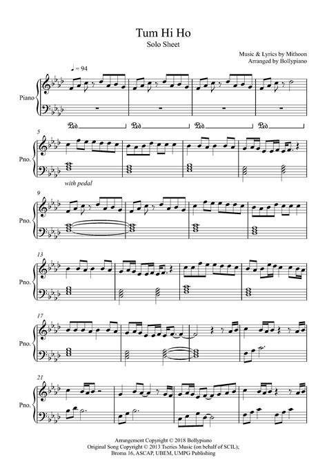 Tum Hi Ho Piano Notes | Mithoon | Piano Solo Sheet Music PDF