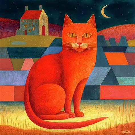 Cat Lady in Red Digital Art by Jutta Maria Pusl - Pixels