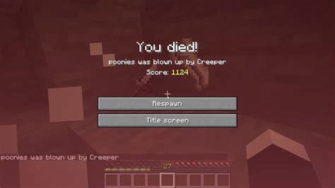 Minecraft you died screen