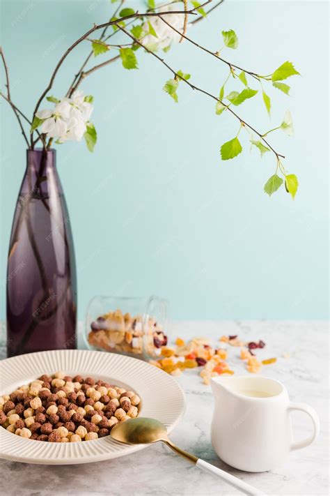 Free Photo | High angle cereal bowl with yogurt and dried fruits