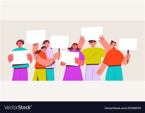 People standing together showing blank white Vector Image