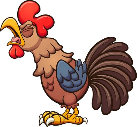 Crowing cartoon rooster 2571502 Vector Art at Vecteezy