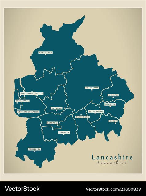 Modern map - lancashire county with districts Vector Image