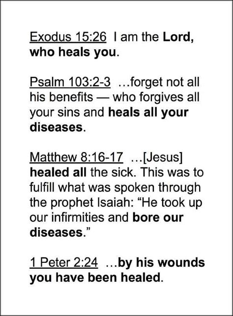 Healing Scriptures for the Sick: Printable Bible Verses (1 Page)