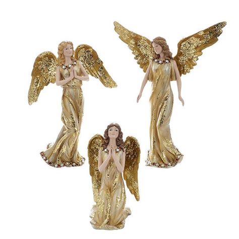 Kurt S. Adler 12.75 in. Gold Angel Tablepiece - Set of 3 | Angel ...