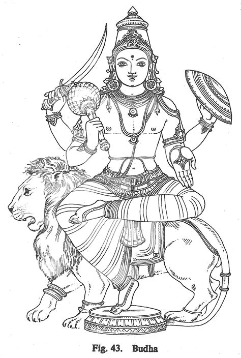 Hindu God Vishnu Drawing Sketch Coloring Page