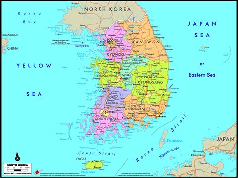 South Korea Political Wall Map | Maps.com.com