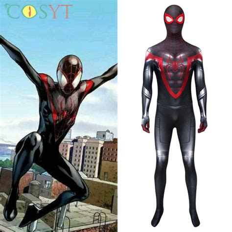 Spider-man Miles Morales Costume Jumpsuit Cosplay Costume Halloween Outfits | eBay