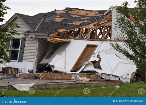 Tornado Storm Damage House Home Destroyed By Wind Stock Image - Image ...