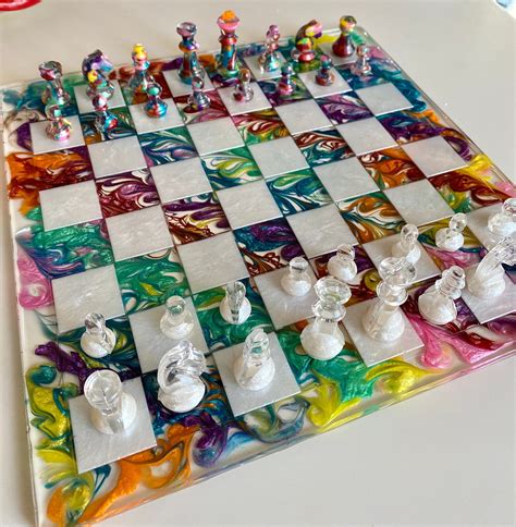 Custom Resin Rainbow Chess Set - Etsy Canada | Resin diy, Diy resin ...