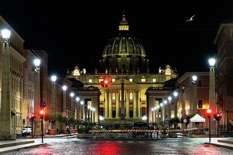 St. Peter's Basilica, Vatican City at night 5 Photograph by Nina ...