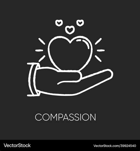 Compassion chalk white icon on black background Vector Image