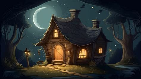 House Night Cartoon Illustration Powerpoint Background For Free Download - Slidesdocs